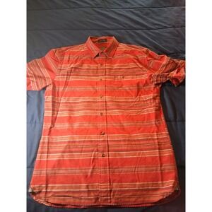 Pendleton‎ Shirt Short Sleeve Striped Medium Fitted Cotton Button Red Thomas Kay